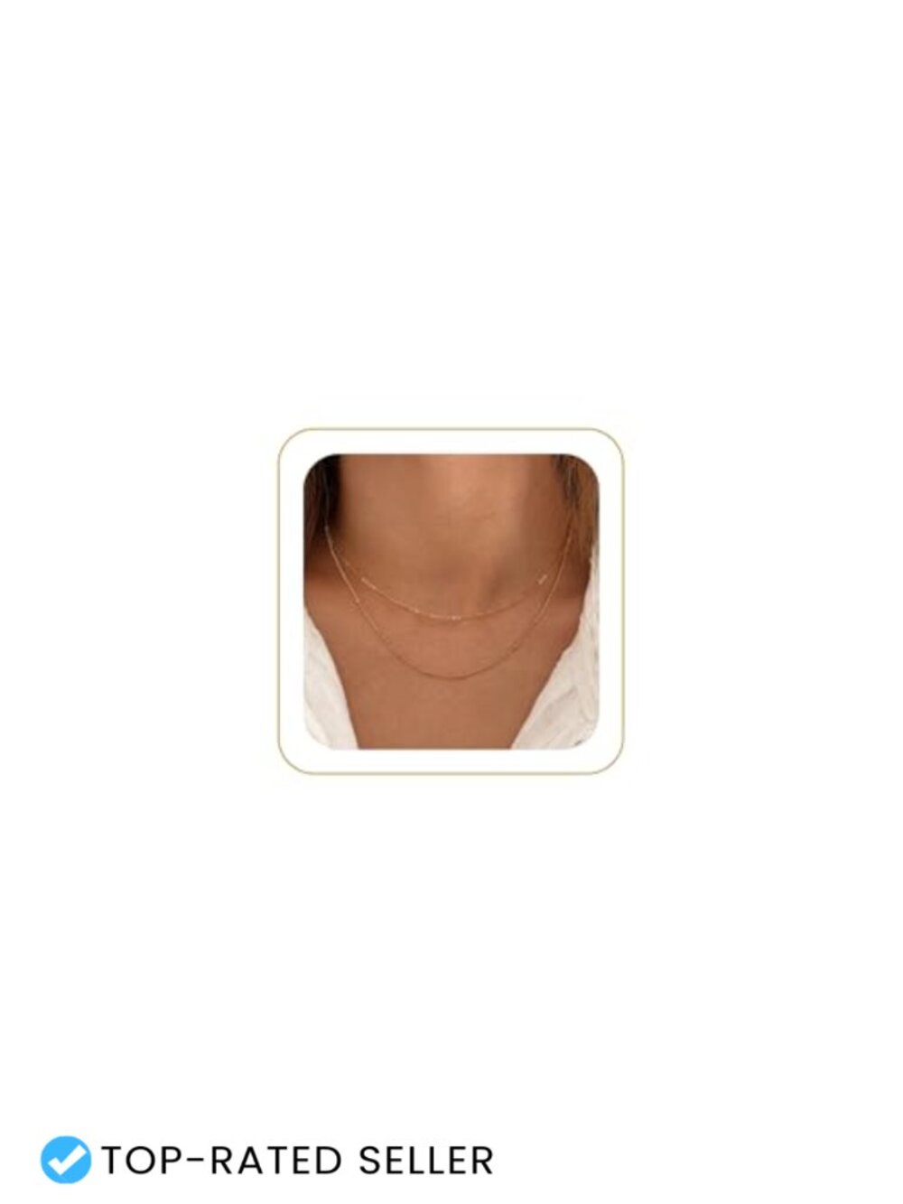 14k Gold Plated Layered Box Chain Necklace Dainty Pendant Jewelry Gift